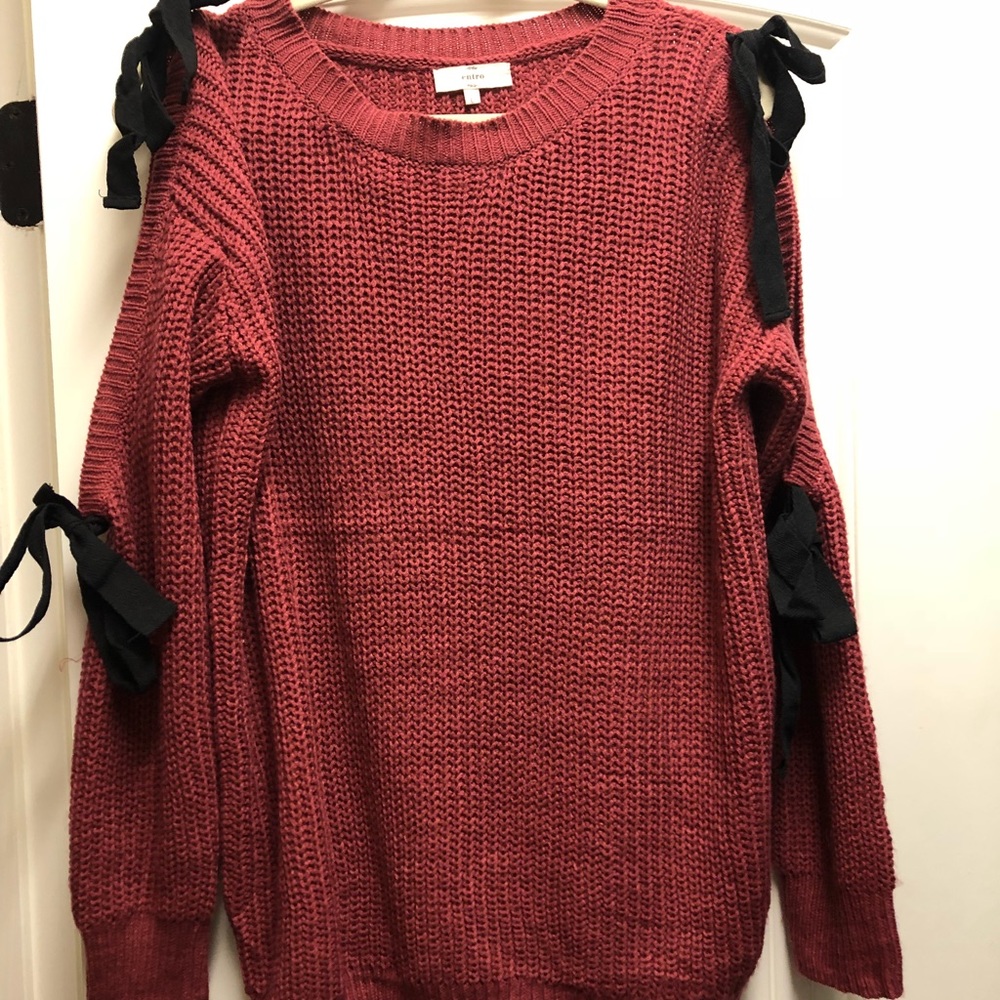 Boutique Bow Tie Sweater (Yellow Lovebirds) size L